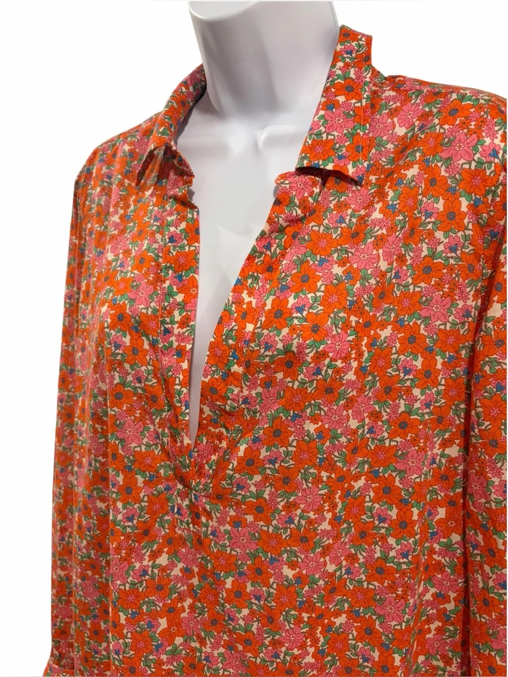 J.Crew Cotton voile tunic cover-up with side ties brilliant blooms size Medium